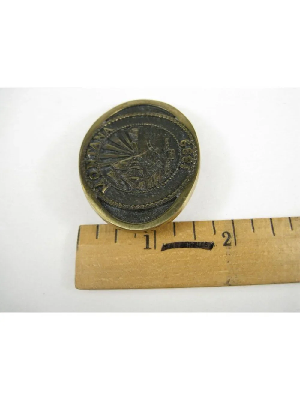 Montana 1889 State Seal Solid Bronze Belt Buckle Registered Collection